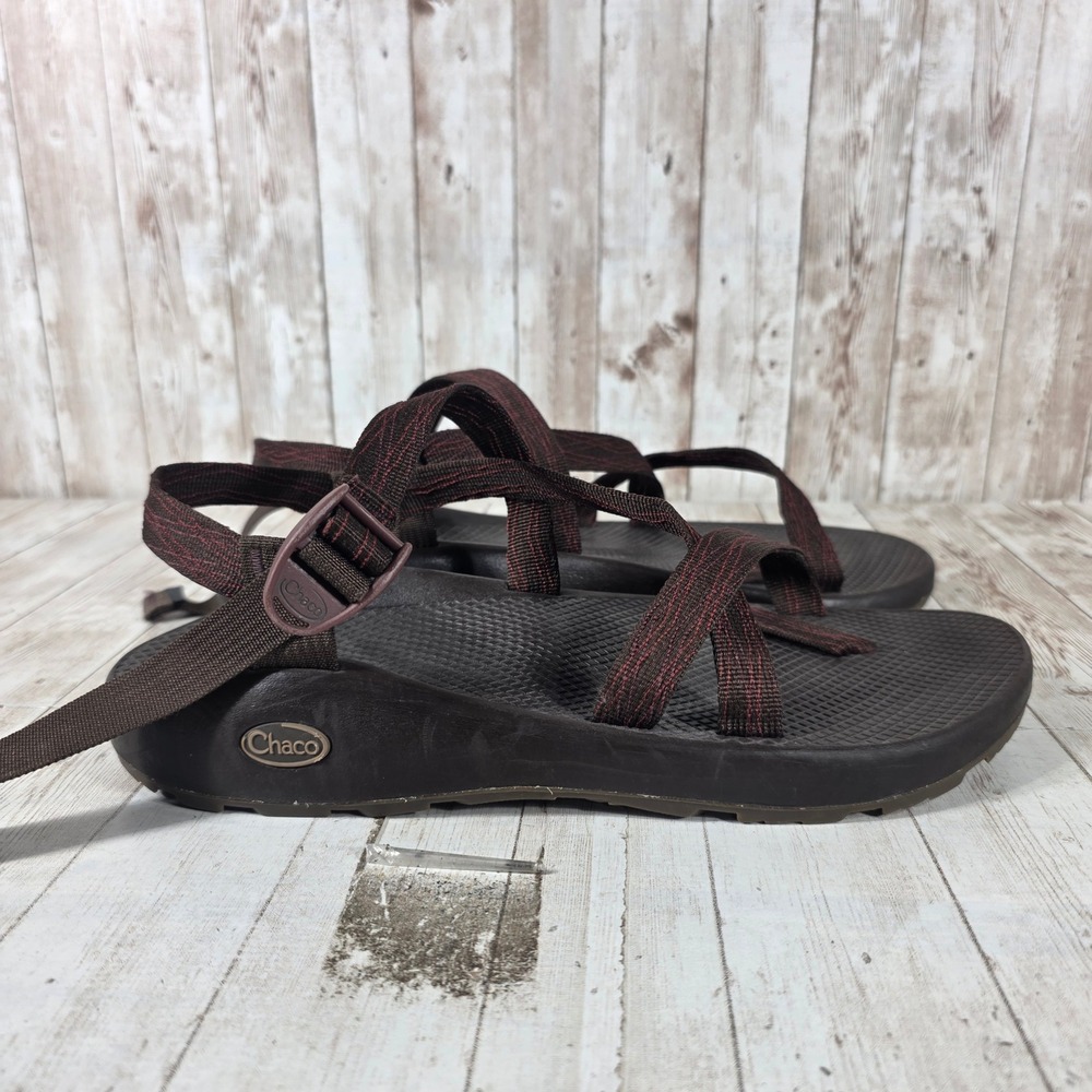 Chaco Z/Cloud 2‎ Mens 12 Brown Red Double Strap Toe Loop Sport Hiking Sandals